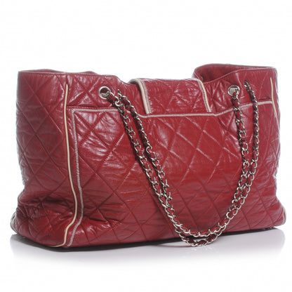 Chanel Lambskin Quilted East West Large Tote Red 3 of 7