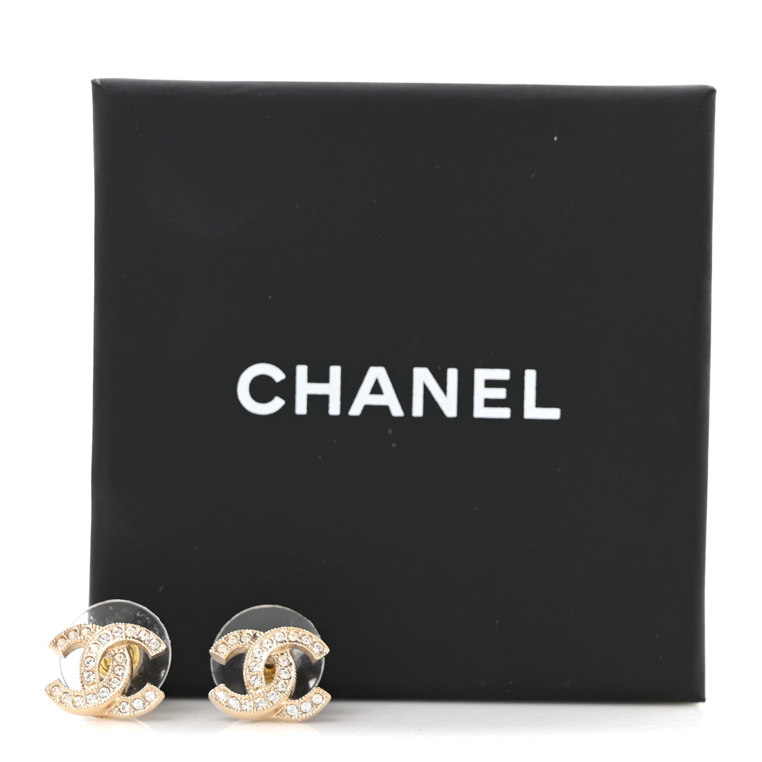 Chanel Crystal Mini Timeless CC Earrings Gold 5 of 5