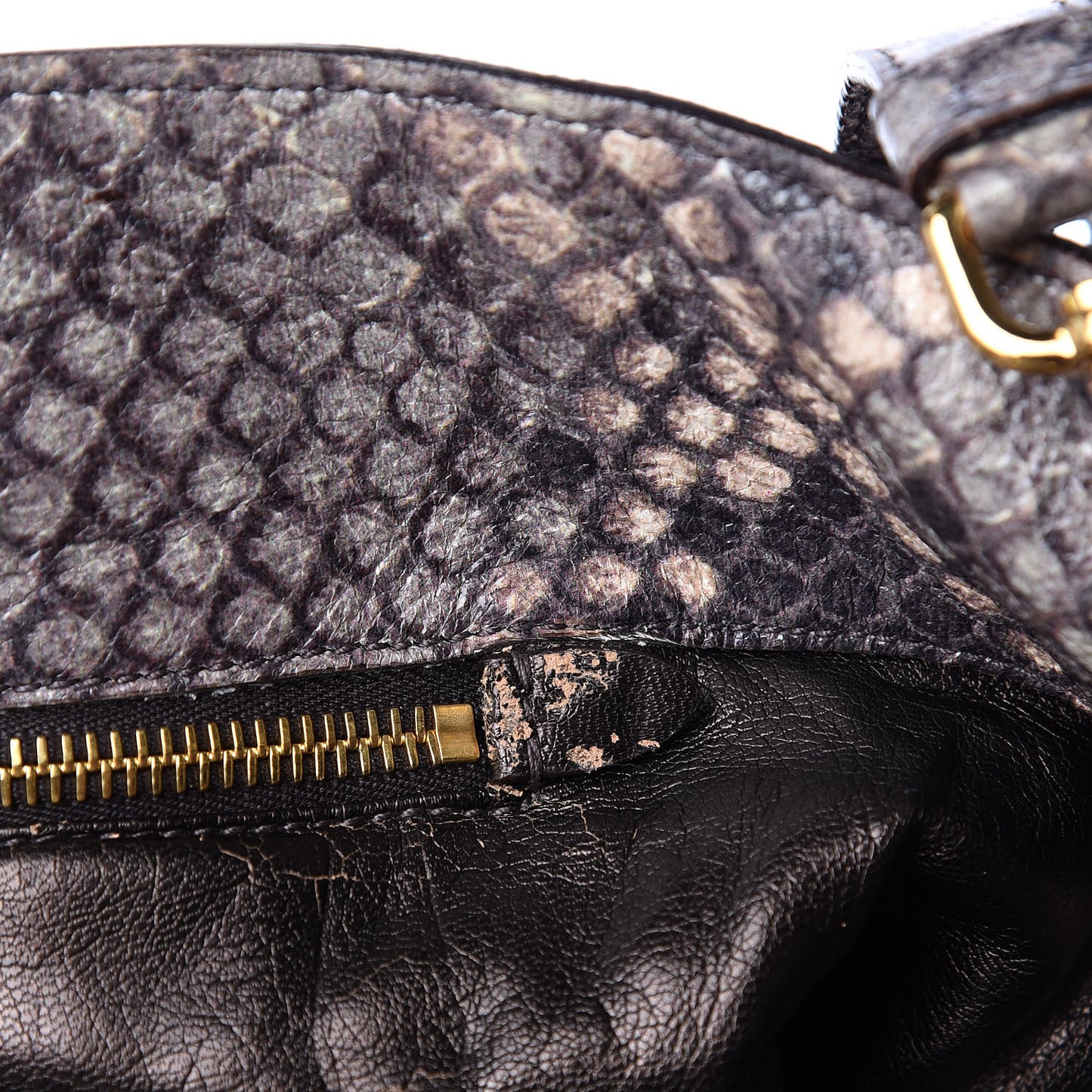 Cervo Lux Snakeskin Print Shopping Bag Naturale