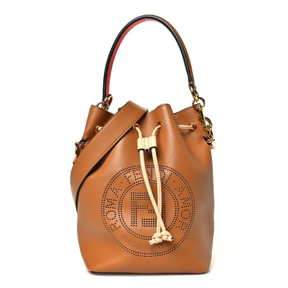 Fendi Vitello Grace F is Fendi Stamp Patch Perforated Small Mon Tresor Bucket Bag Nocciola 1 of 9