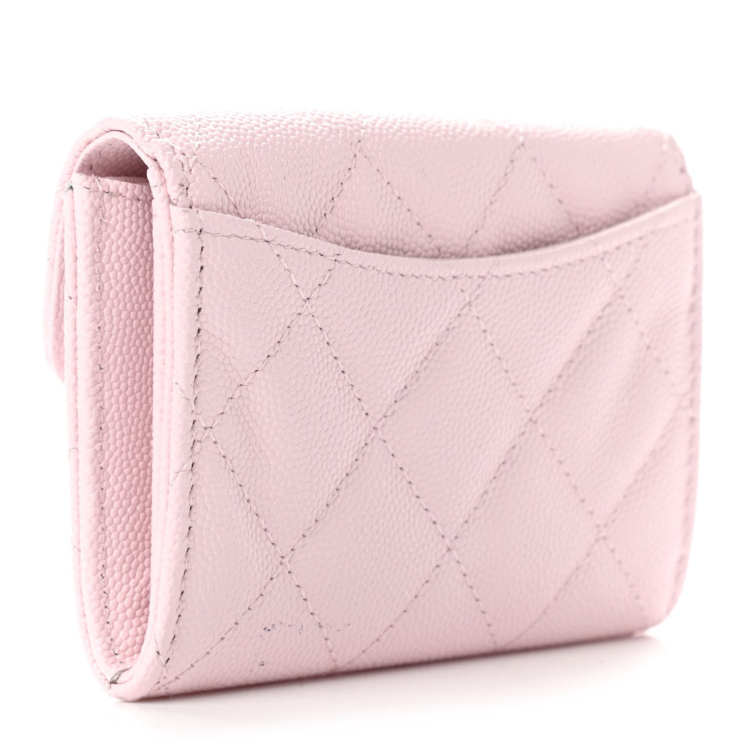 Caviar Quilted Flap Card Holder Wallet Light Pink