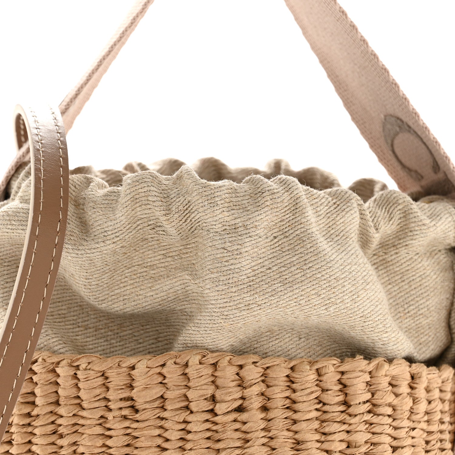 Chloe X MIFUKO Raffia Calfskin Small Woody Basket Shoulder Bag