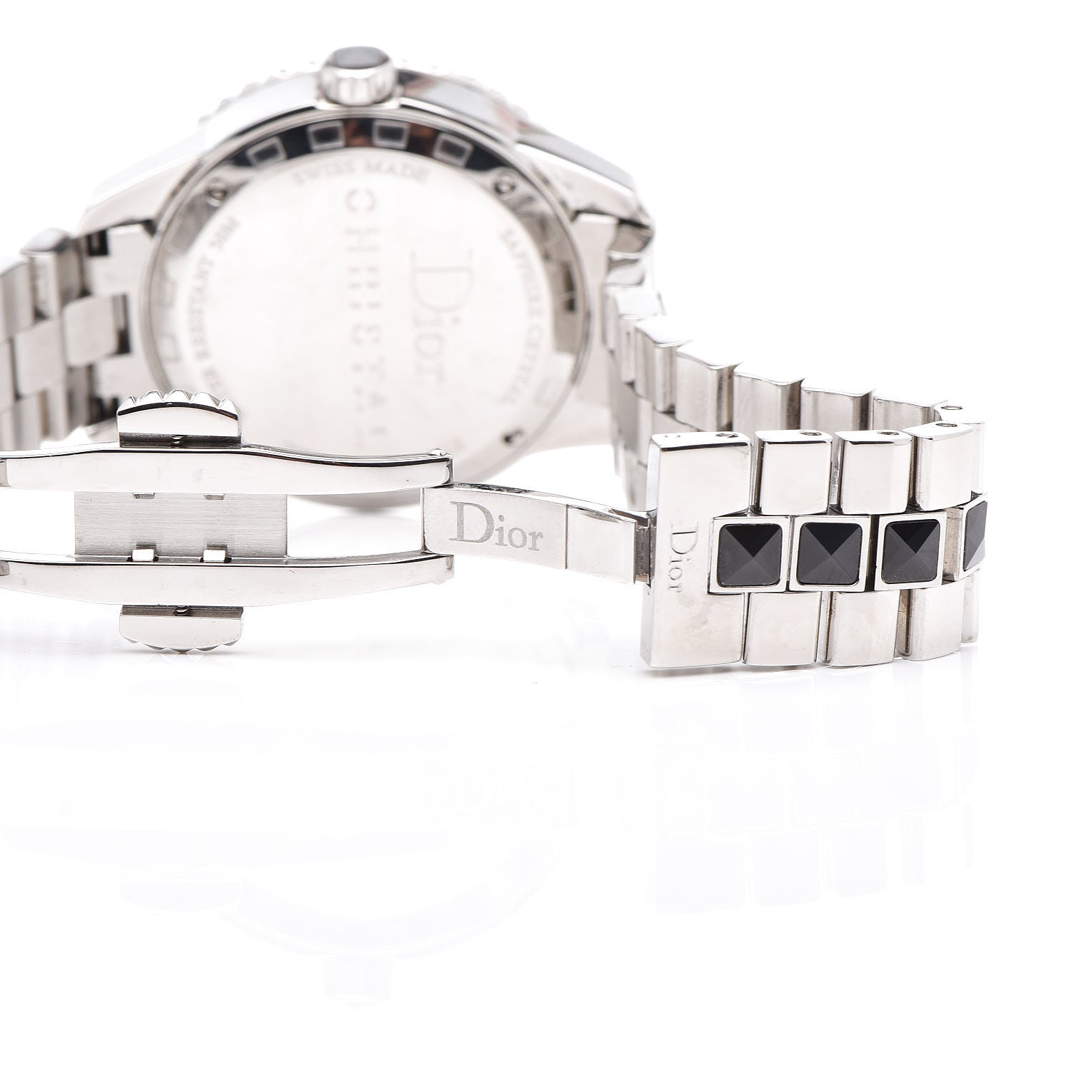 Christian Dior Stainless Steel Diamond Sapphire 33mm Christal Quartz Watch Black 8 of 8