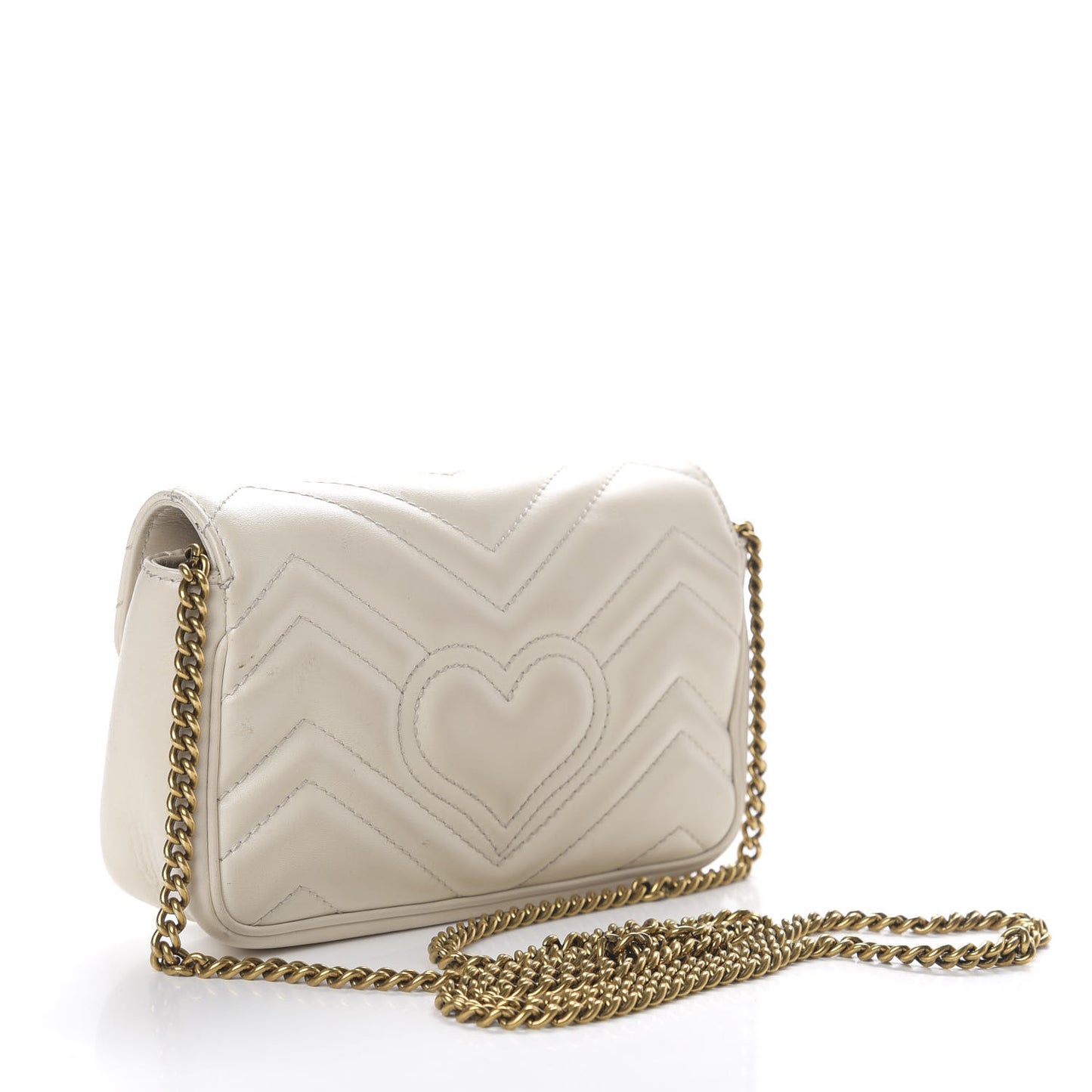 Calfskin Matelasse Super Mini GG Marmont Shoulder Bag White