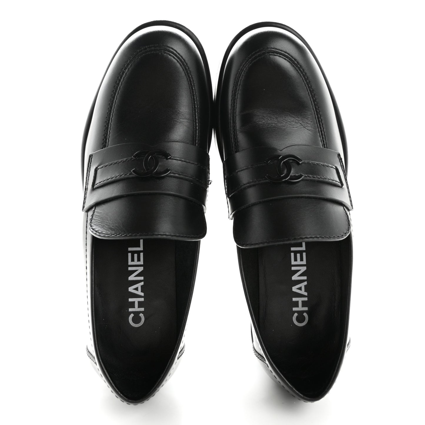 Calfskin CC Platform Loafers 37 Black