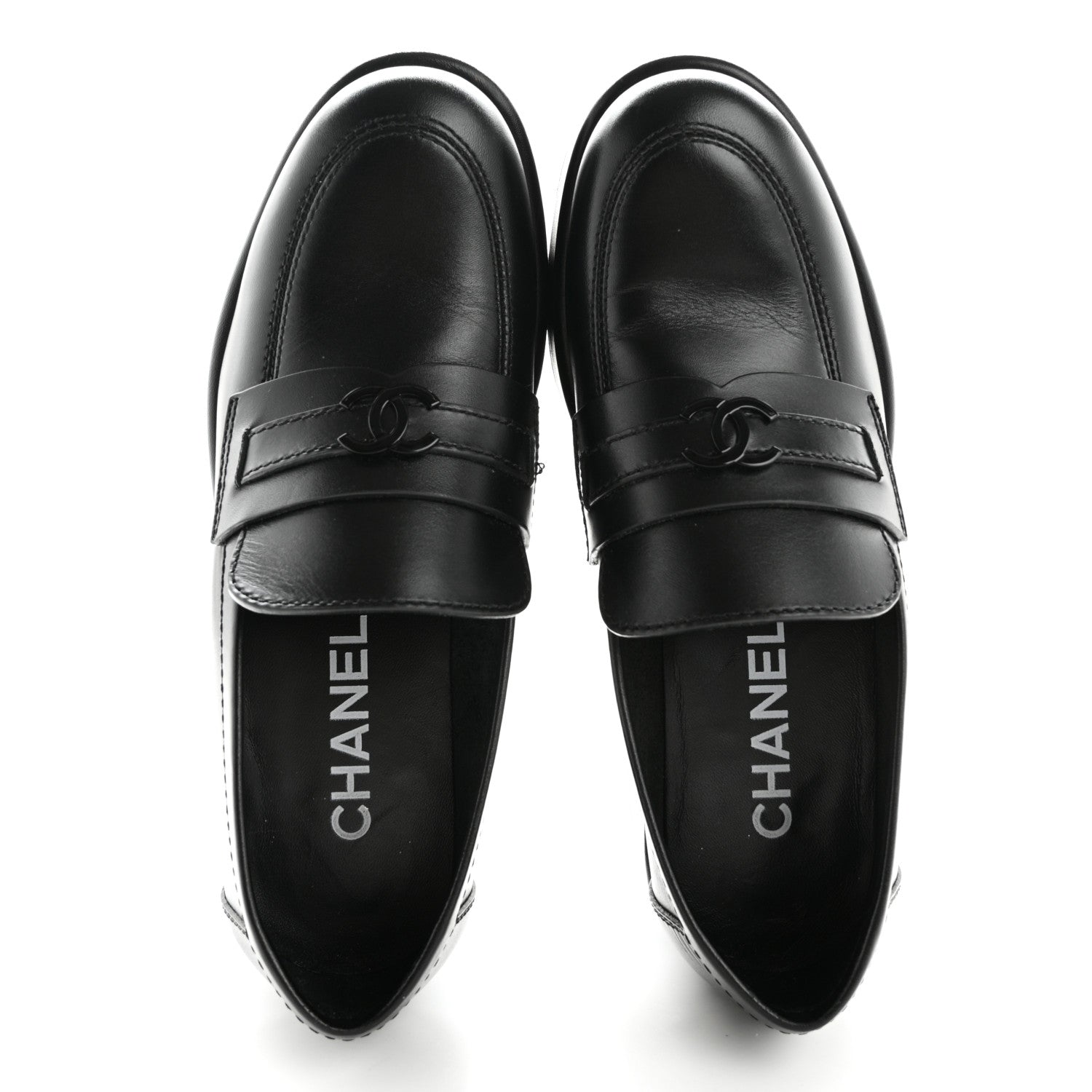 Chanel Calfskin CC Platform Loafers 37 Black 2 of 13