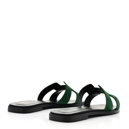 Hermes Suede Goatskin Oran Sandals 36 Vert Electrique 4 of 9
