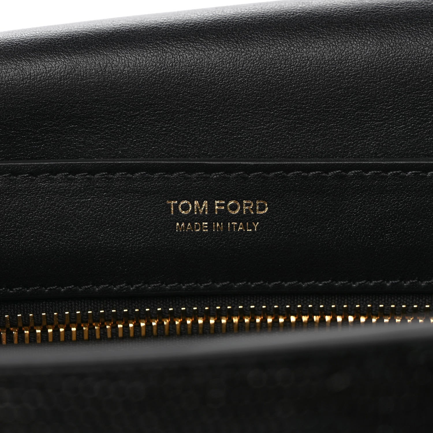 Tom Ford Shiny Calfskin Lizard Embossed T Clasp Shoulder Bag Black 6 of 8