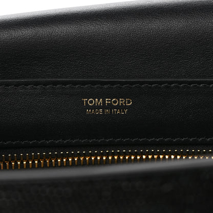 Tom Ford Shiny Calfskin Lizard Embossed T Clasp Shoulder Bag Black 6 of 8