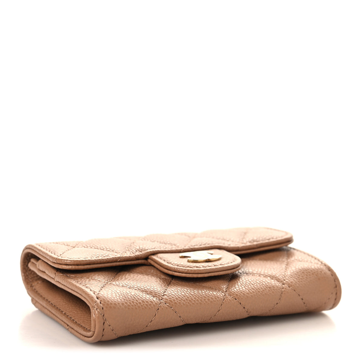 Chanel Caviar Quilted Flap Card Holder Wallet Dark Beige 4 of 9