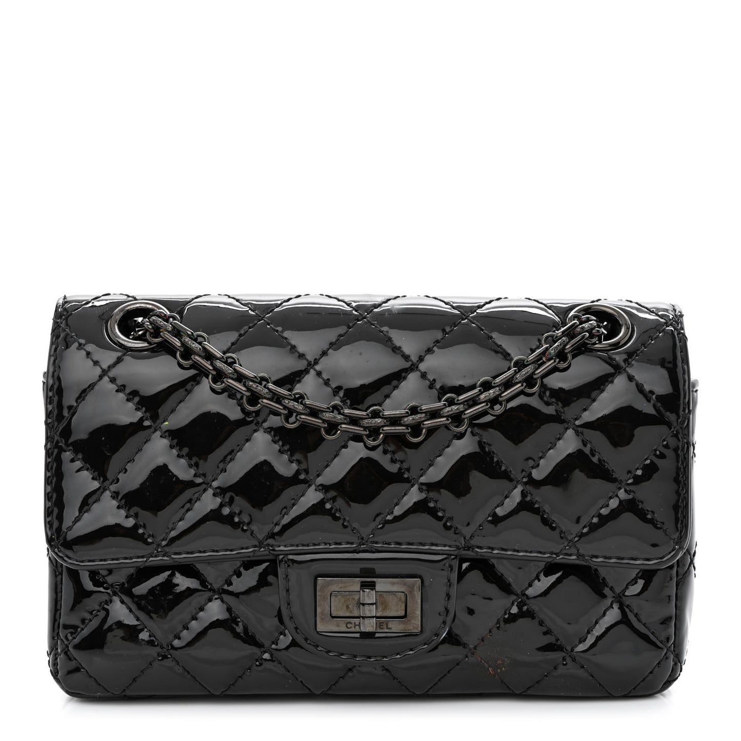 Patent Calfskin Quilted 2.55 Reissue Mini Flap So Black