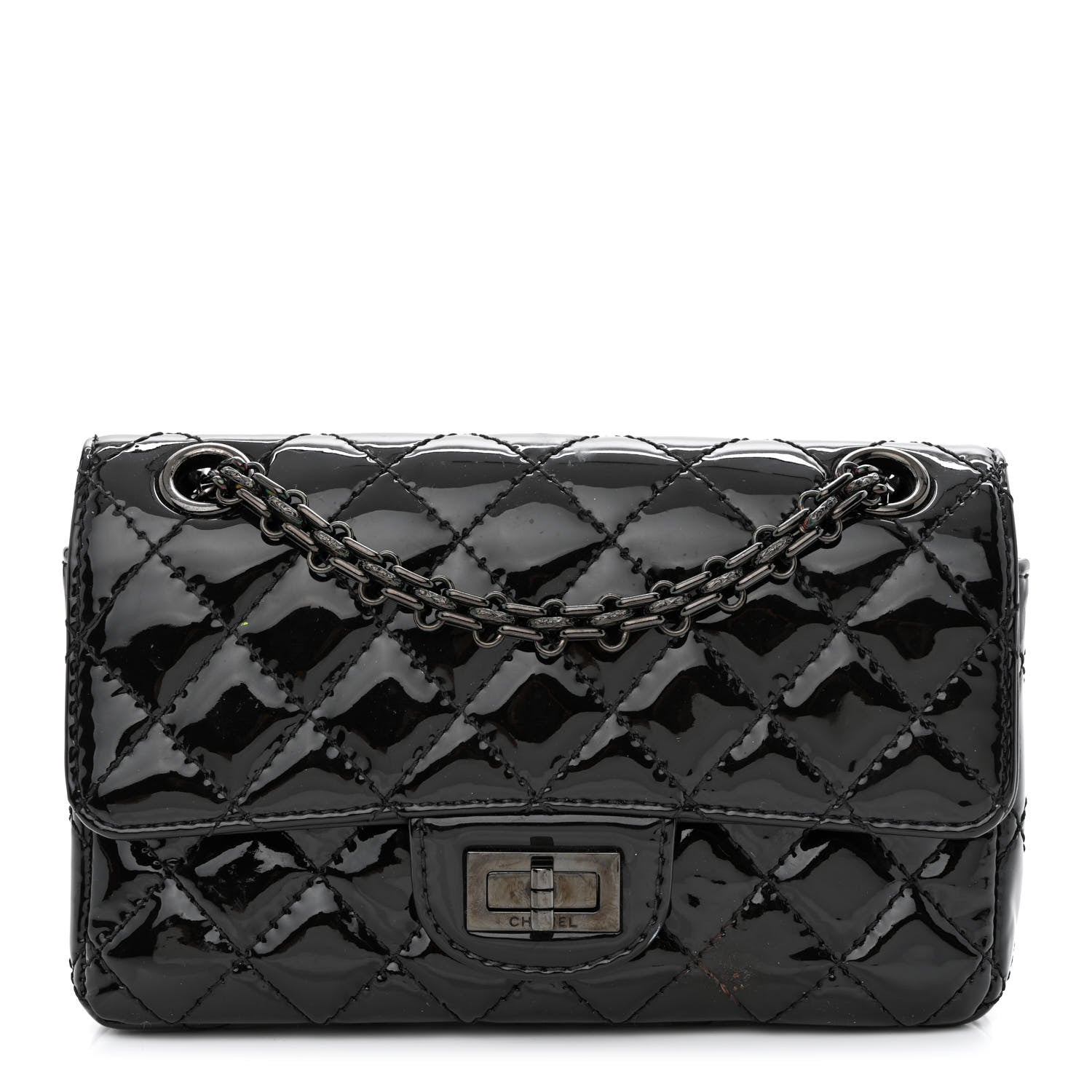 Chanel Patent Calfskin Quilted 2.55 Reissue Mini Flap So Black 1 of 12
