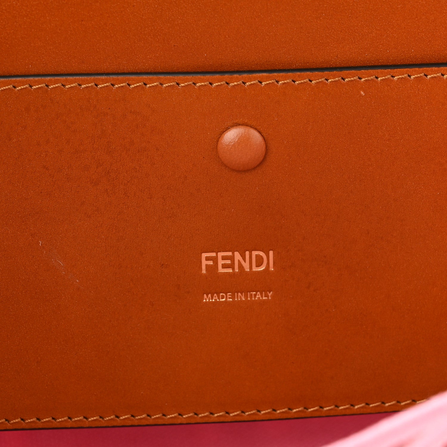 Fendi Canvas Cuoio Agata FF Ajour Embroidered Baguette Ciclamino Cuoio 6 of 9