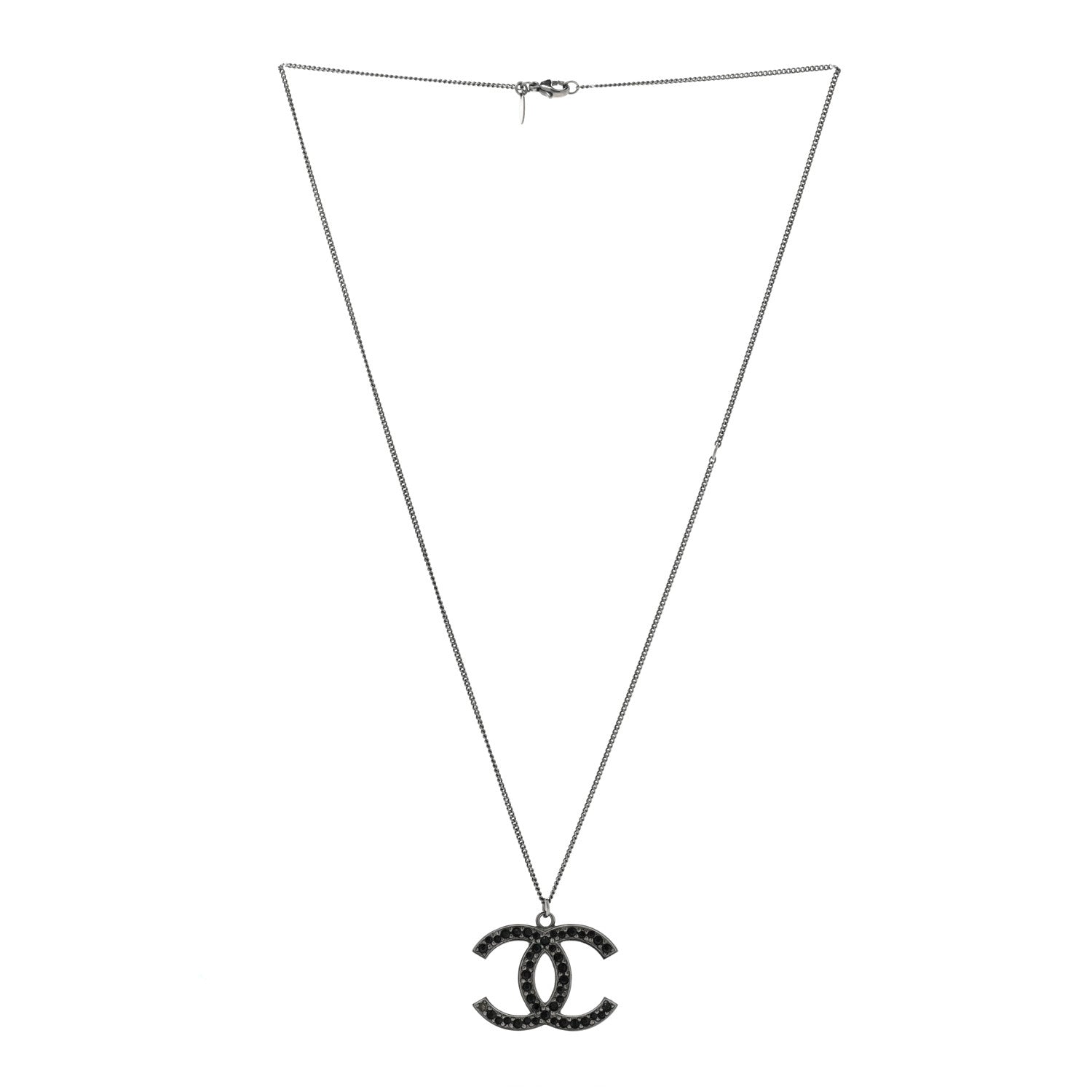 Chanel Crystal Large CC Necklace Ruthenium Black 3 of 7