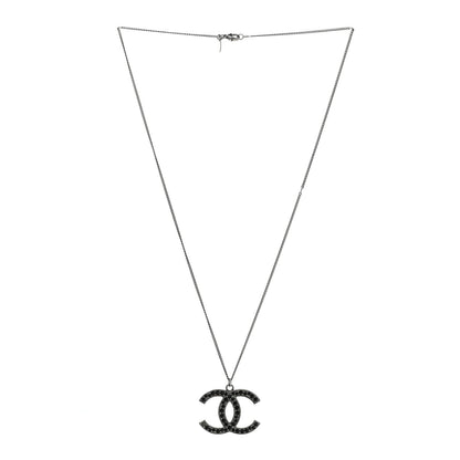 Chanel Crystal Large CC Necklace Ruthenium Black 3 of 7