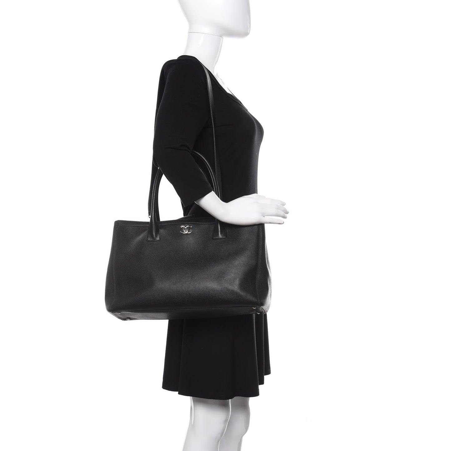 Calfskin Cerf Executive Shopper Tote Black