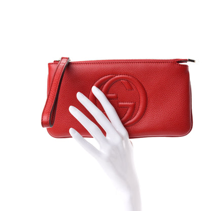 Gucci Pebbled Calfskin Soho Wristlet Vibrant Red 2 of 7