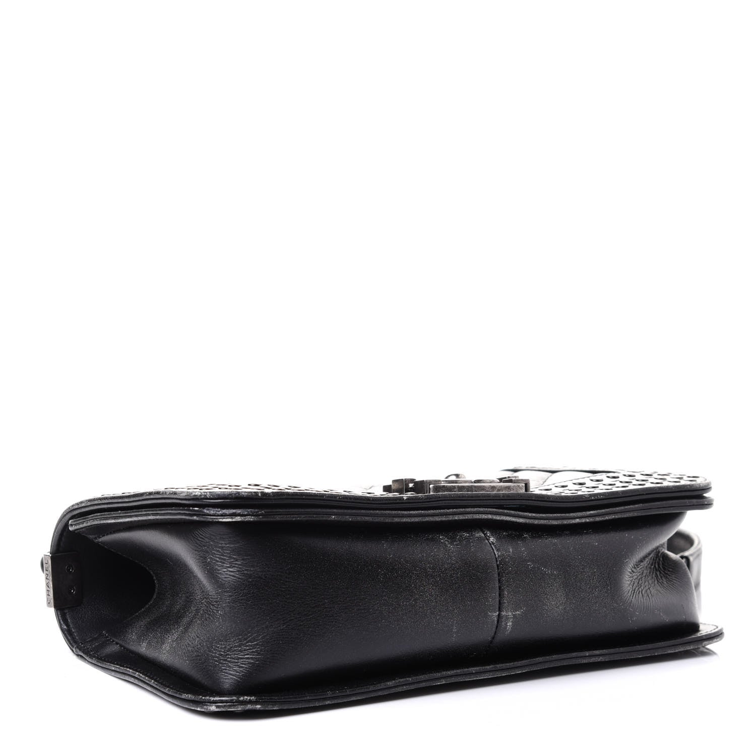 Chanel Faded Calfskin Quilted Medium Studded Boy Flap Black 3 of 5