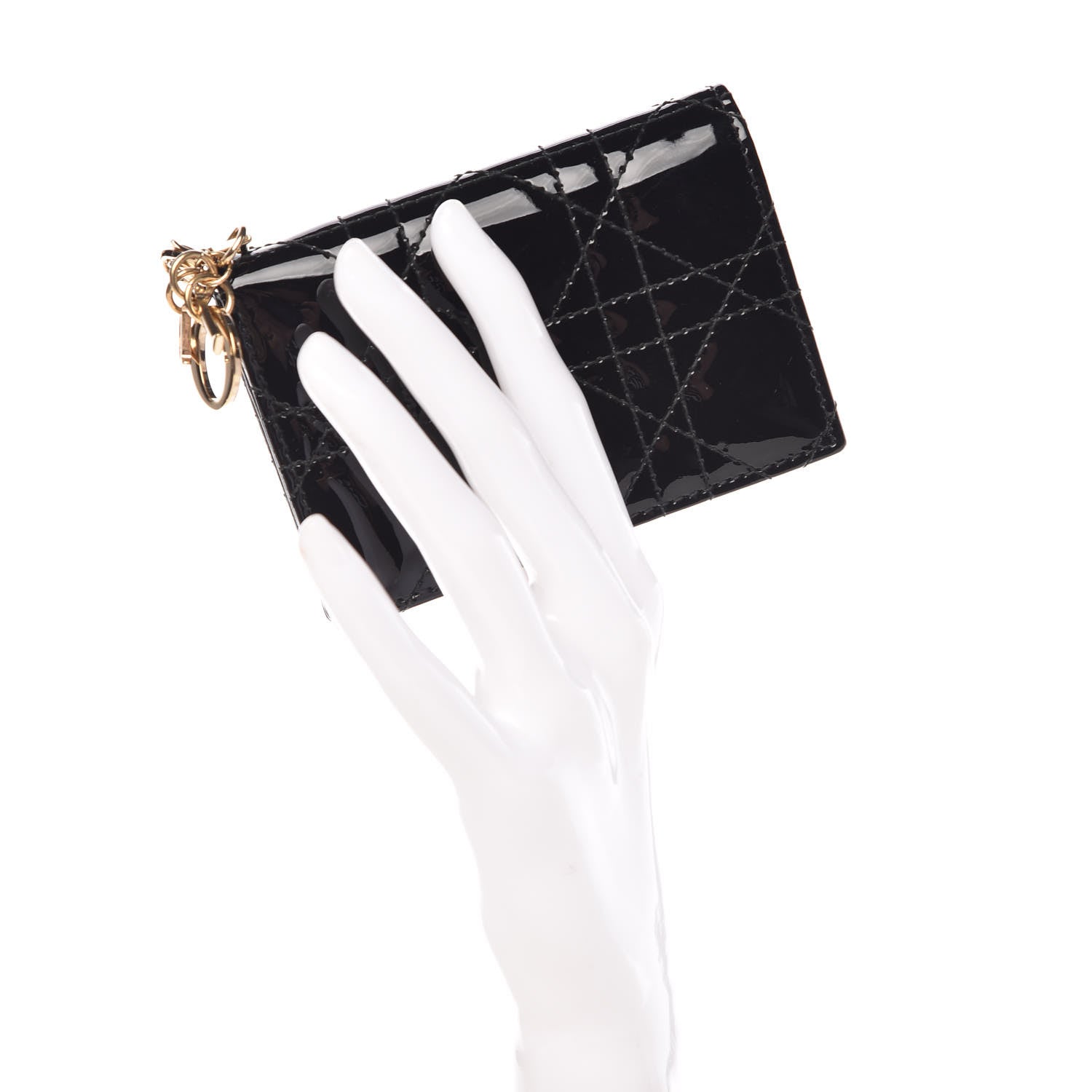 Christian Dior Patent Cannage Small Lady Dior Flap Card Holder Black 2 of 11