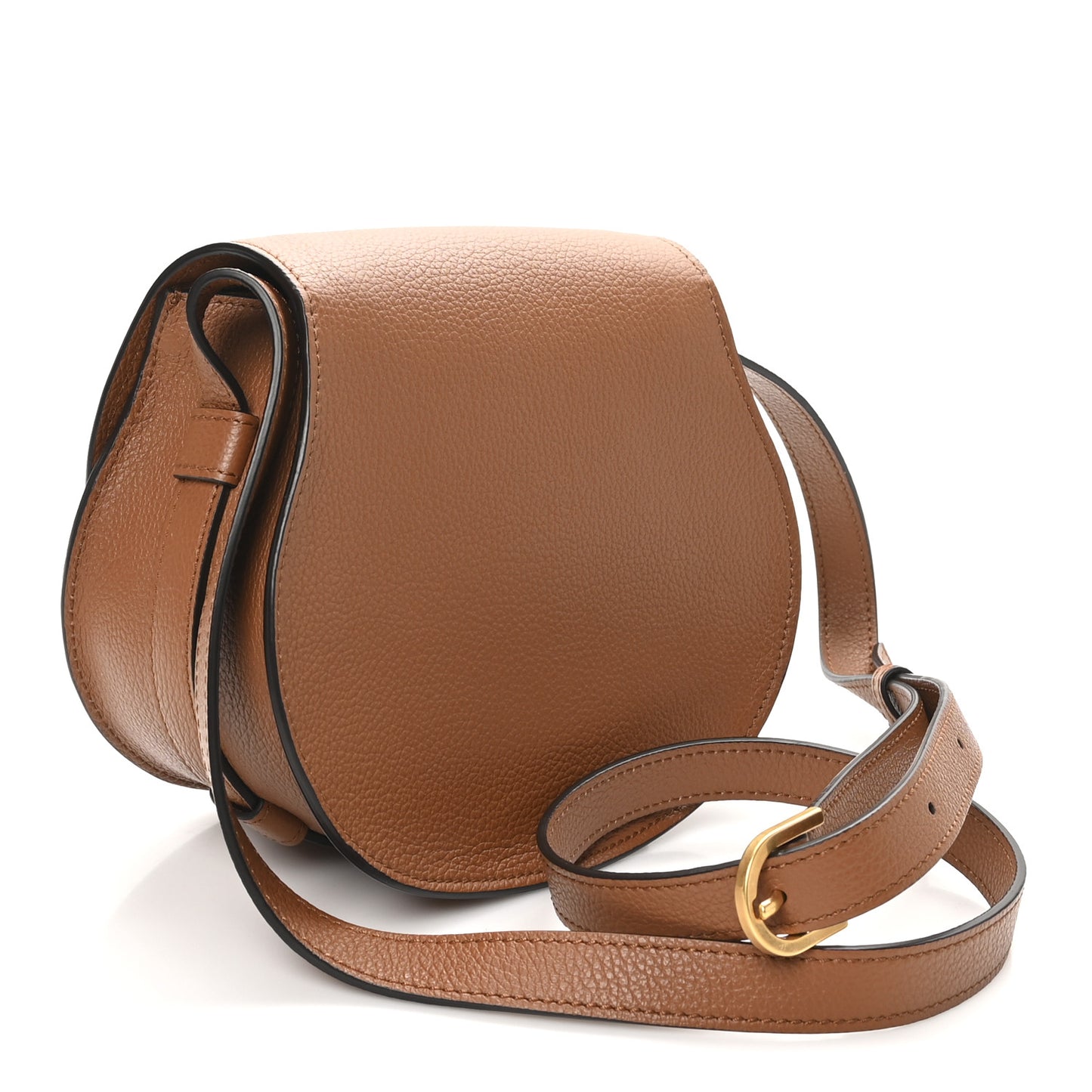 Calfskin Mini Marcie Round Crossbody Bag Tan