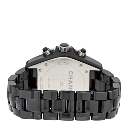 Chanel Stainless Steel Ceramic Diamond Bezel 41mm J12 Chronograph Automatic Watch Black 3 of 4
