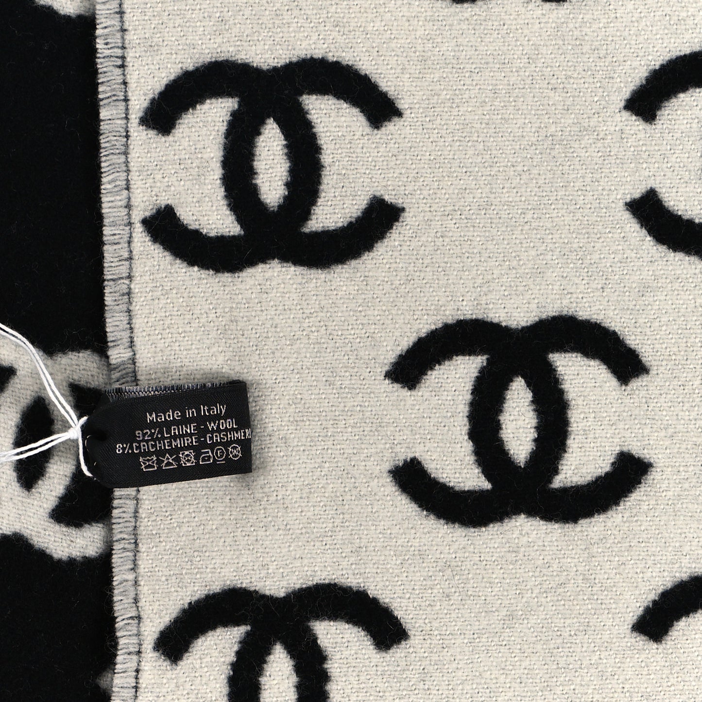 Wool Cashmere CC Scarf Black White