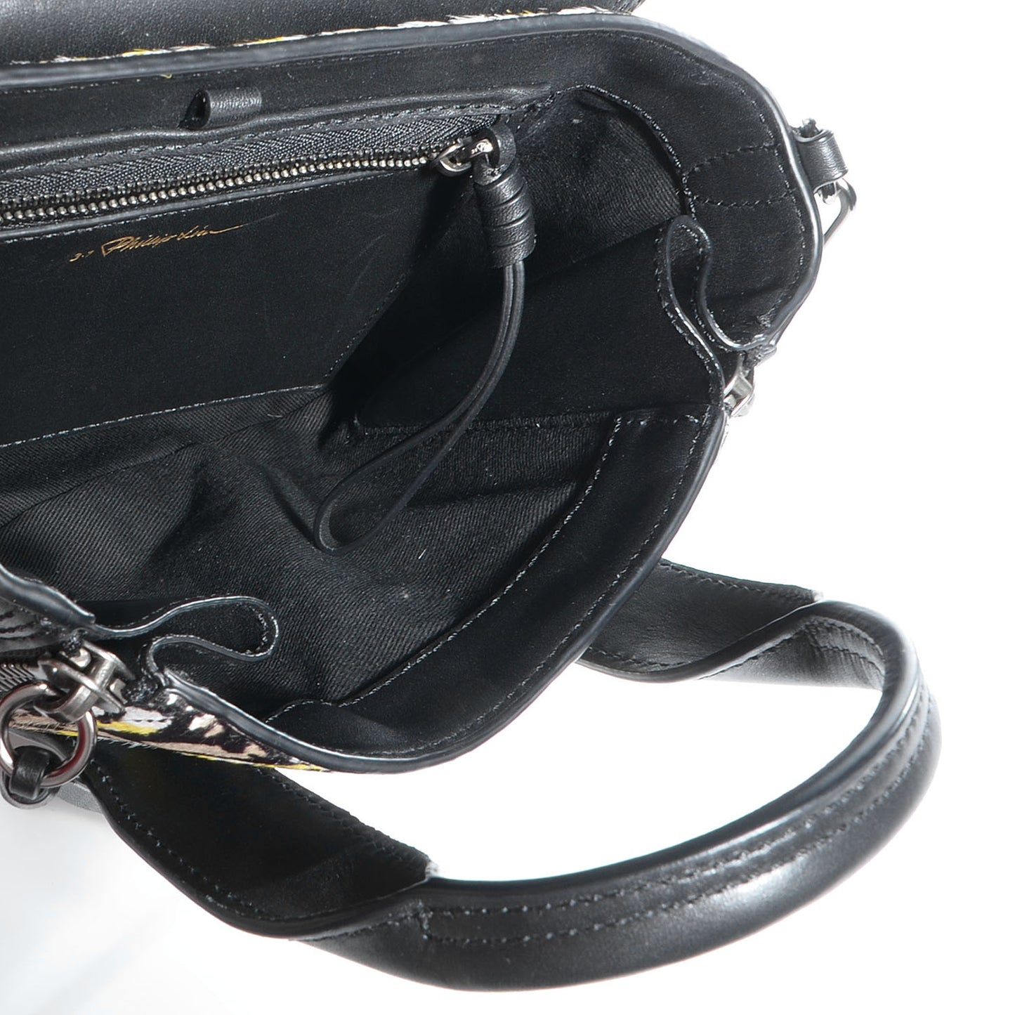 3.1 Calf Hair Leather Tiger Print Mini Pashli Satchel Lime Black