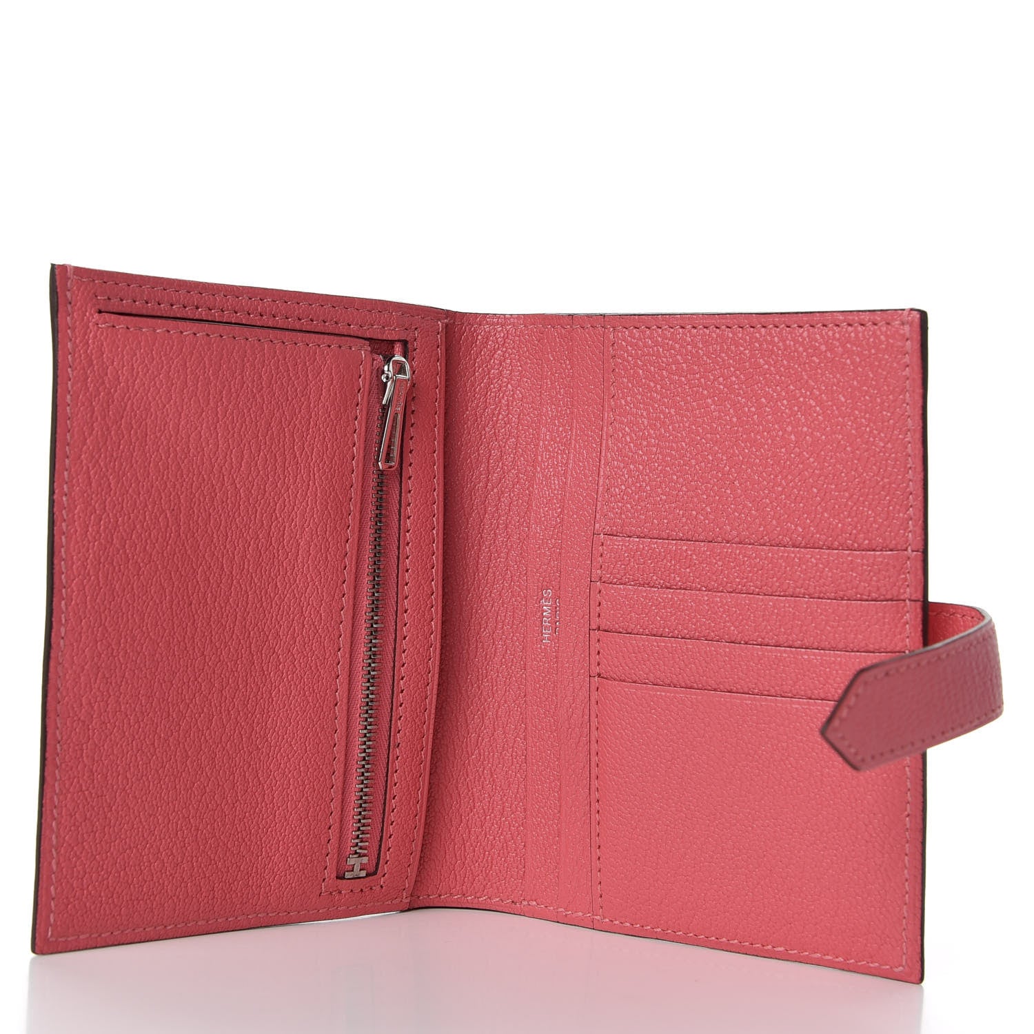 Hermes Chevre Mysore Bearn Compact Wallet Rose Lipstick 5 of 7