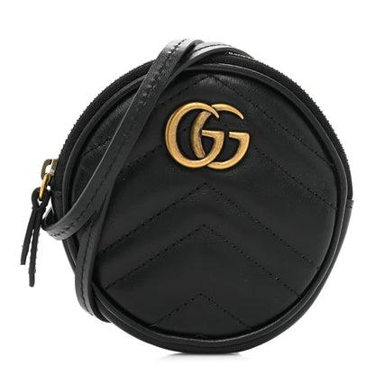 Gucci Calfskin Matelasse GG Marmont Round Mini Bag Black 1 of 10