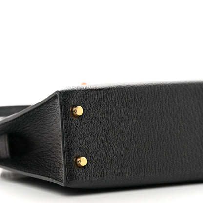 Hermes Chevre Mysore Horseshoe Mini Kelly Sellier 20 Black Rouge De Coeur 9 of 13