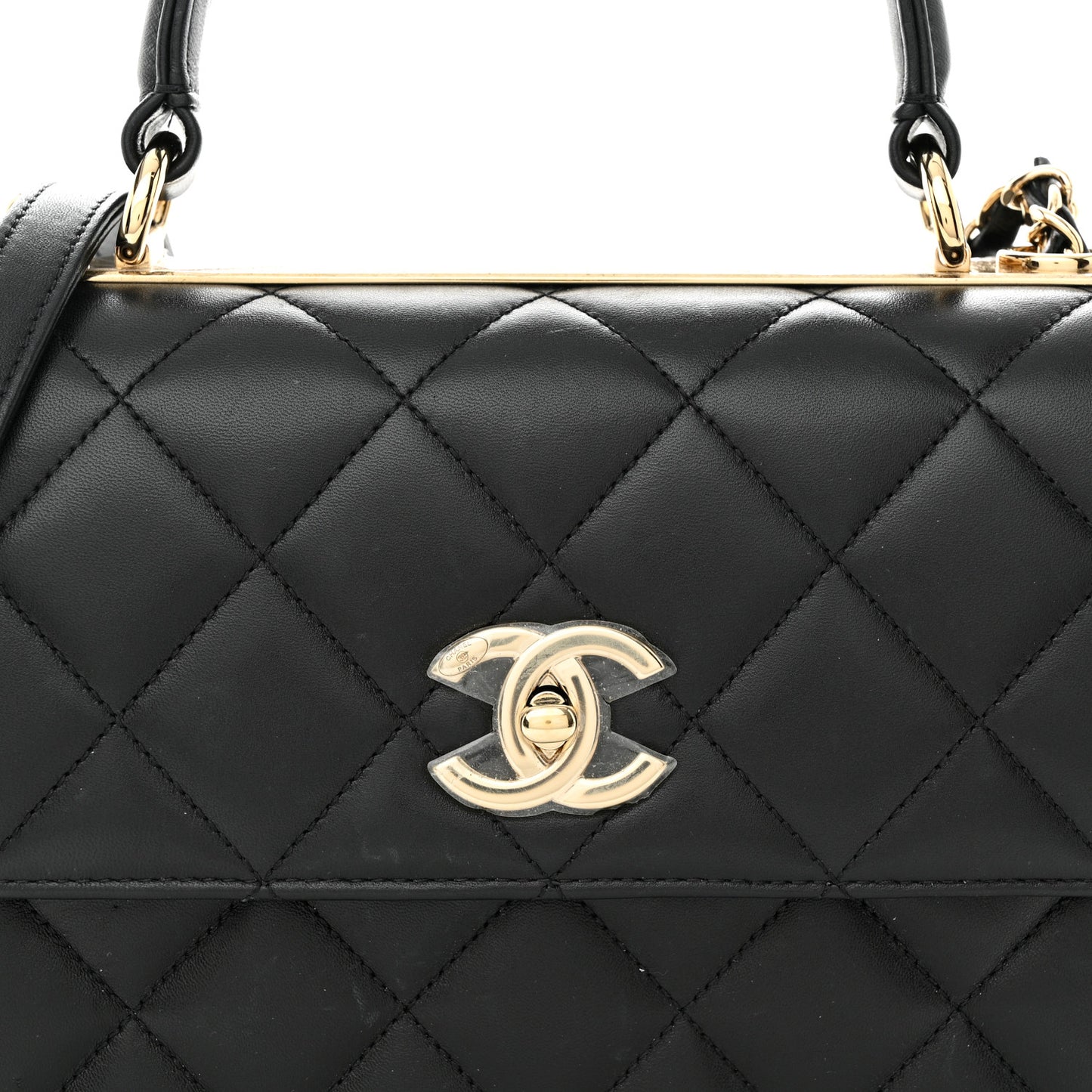 Lambskin Quilted Small Trendy CC Dual Handle Flap Bag Black