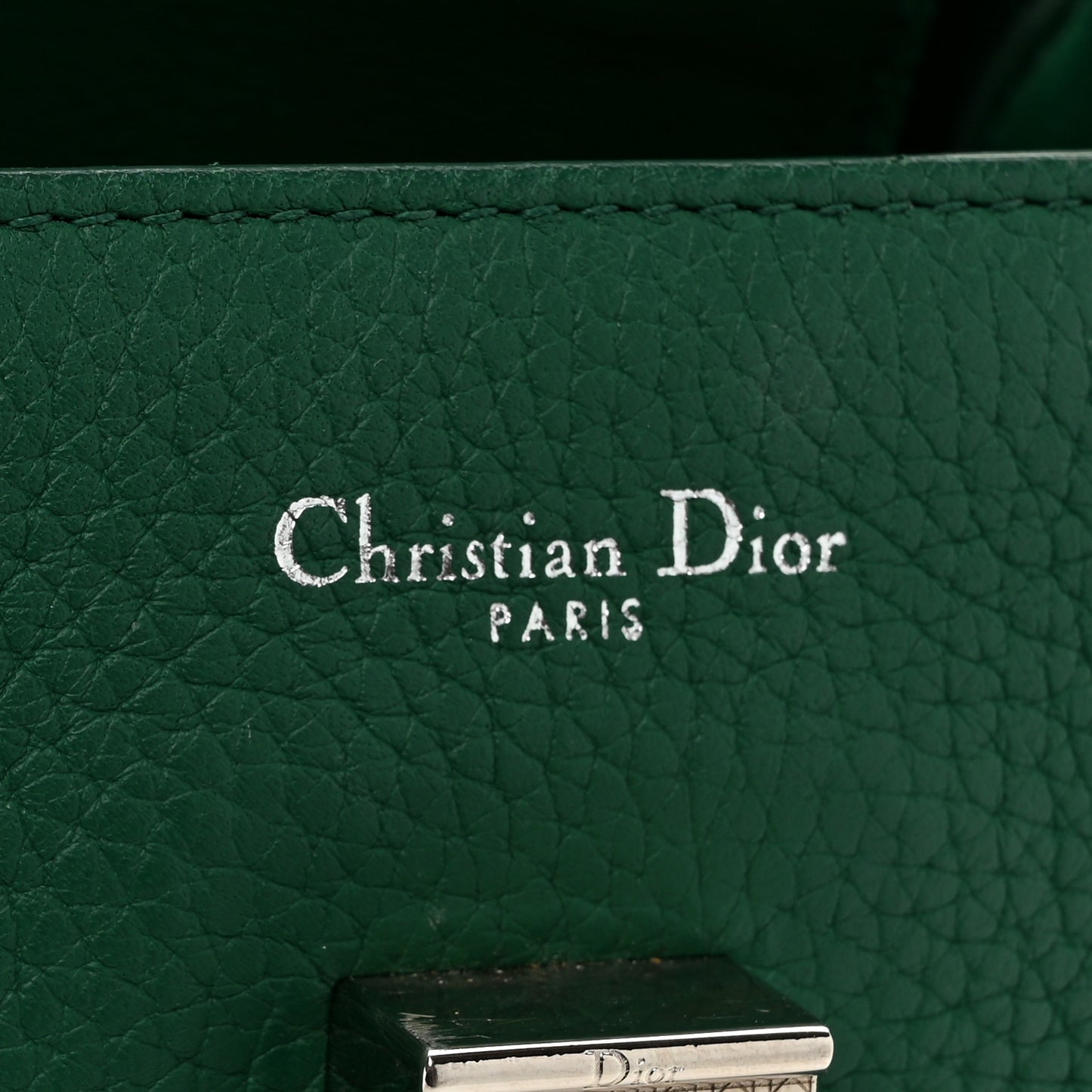 Grained Calfskin Diorever Flap Green