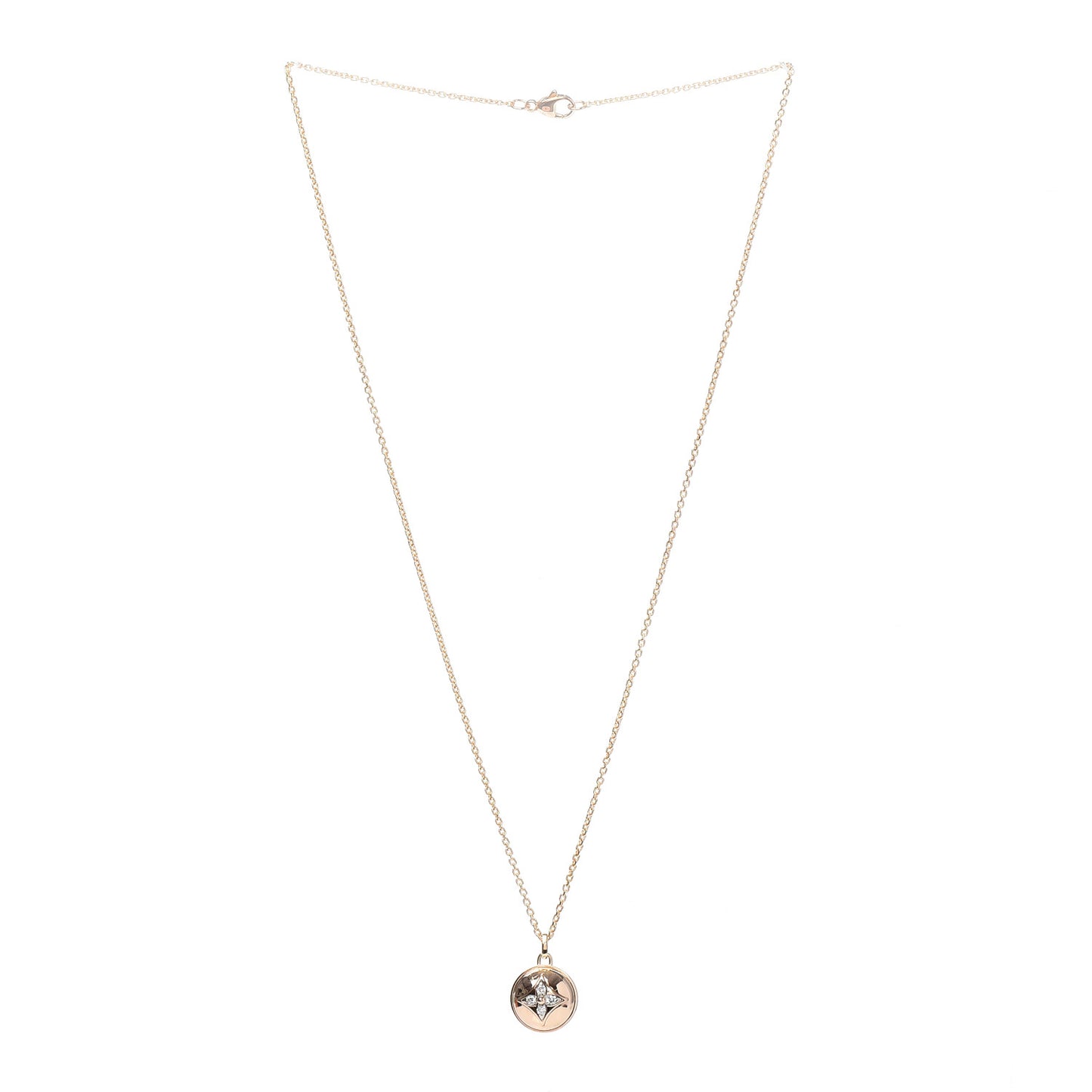 18K Pink White Gold Diamond B Blossom Medallion Pendant Necklace