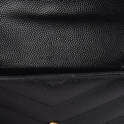 Saint Laurent Grain De Poudre Matelasse Chevron Small Monogram Envelope Wallet Black 6 of 8
