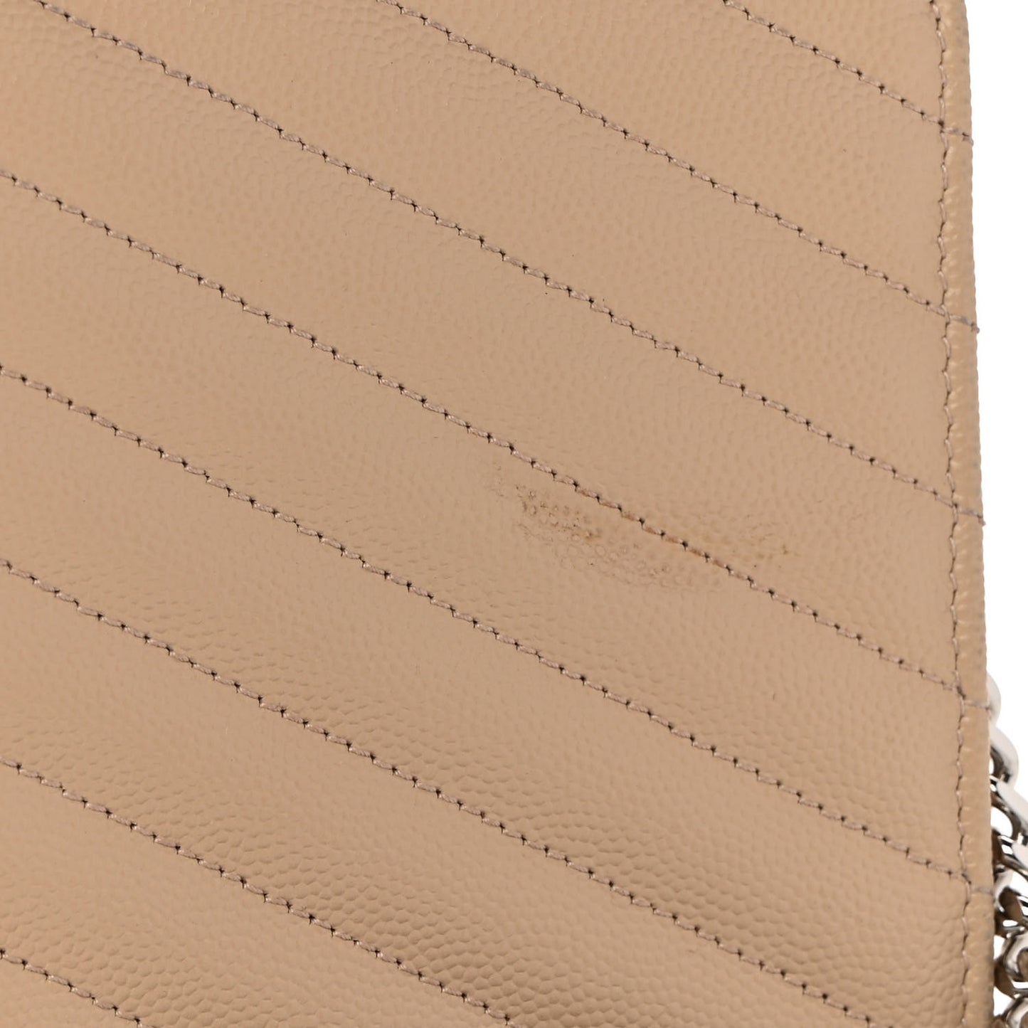 Grain De Poudre Matelasse Chevron Monogram Chain Wallet Nude Powder