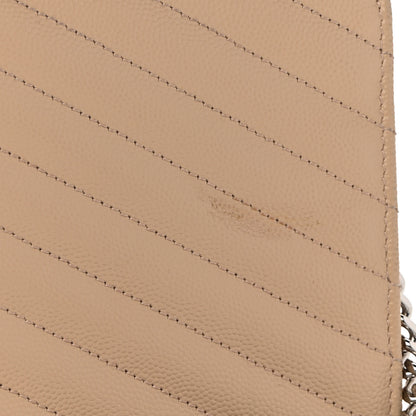 Saint Laurent Grain De Poudre Matelasse Chevron Monogram Chain Wallet Nude Powder 11 of 12