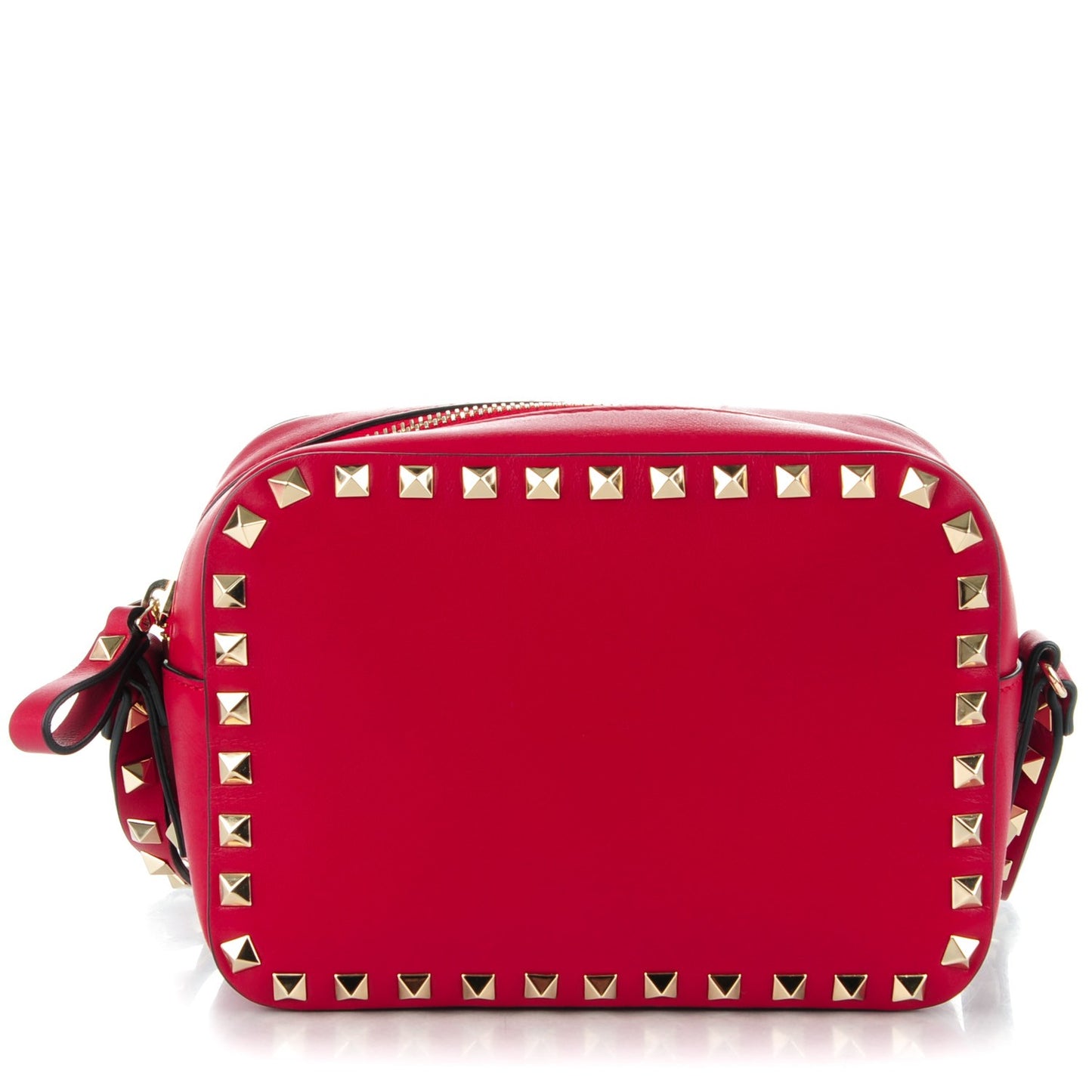 Calfskin Rockstud Camera Crossbody Bag Red