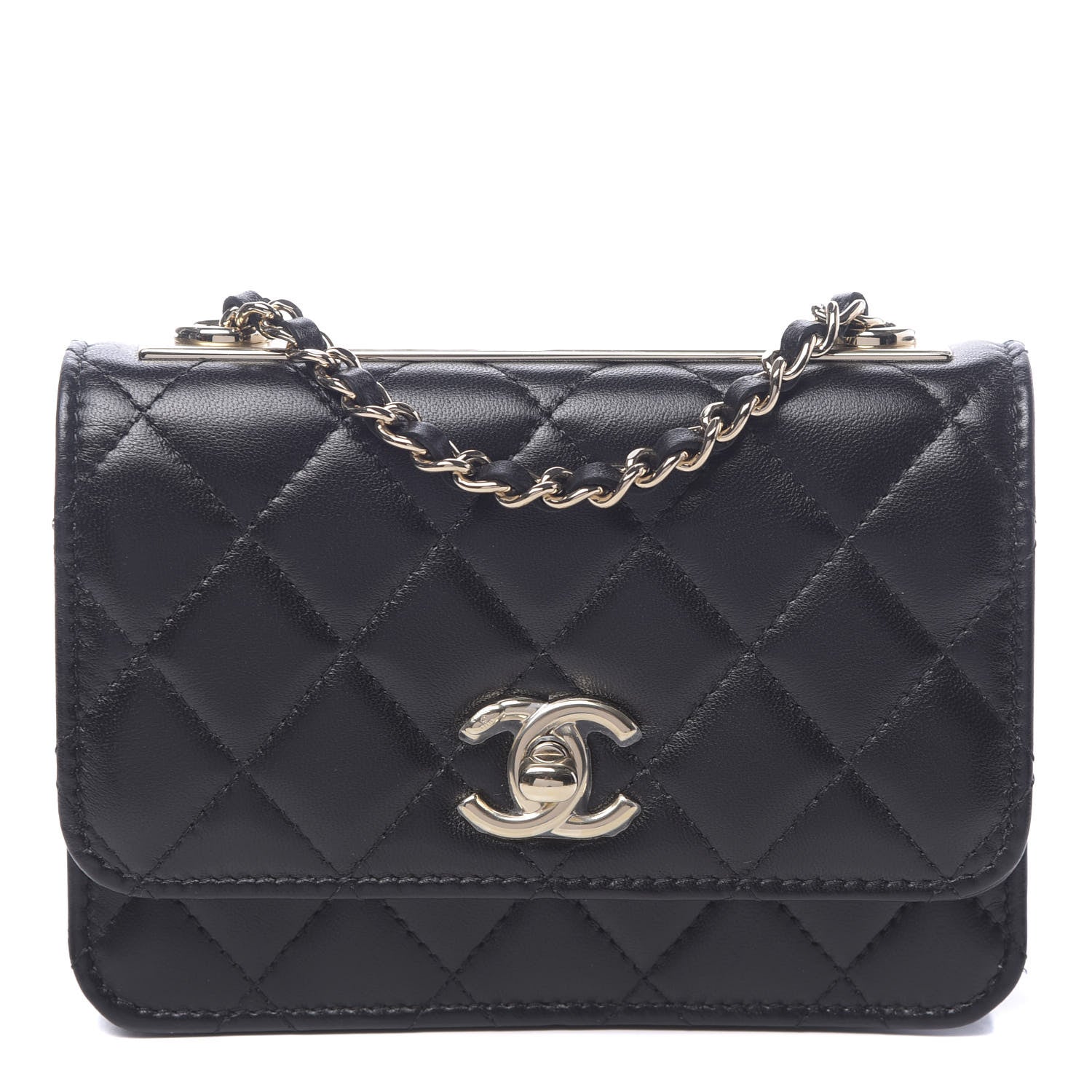 Chanel Lambskin Quilted Mini Trendy CC Wallet On Chain WOC Black 1 of 13
