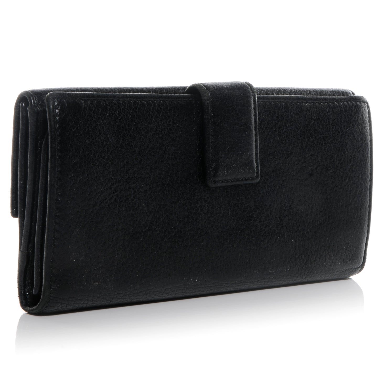 Leather Bamboo Continental Wallet Black