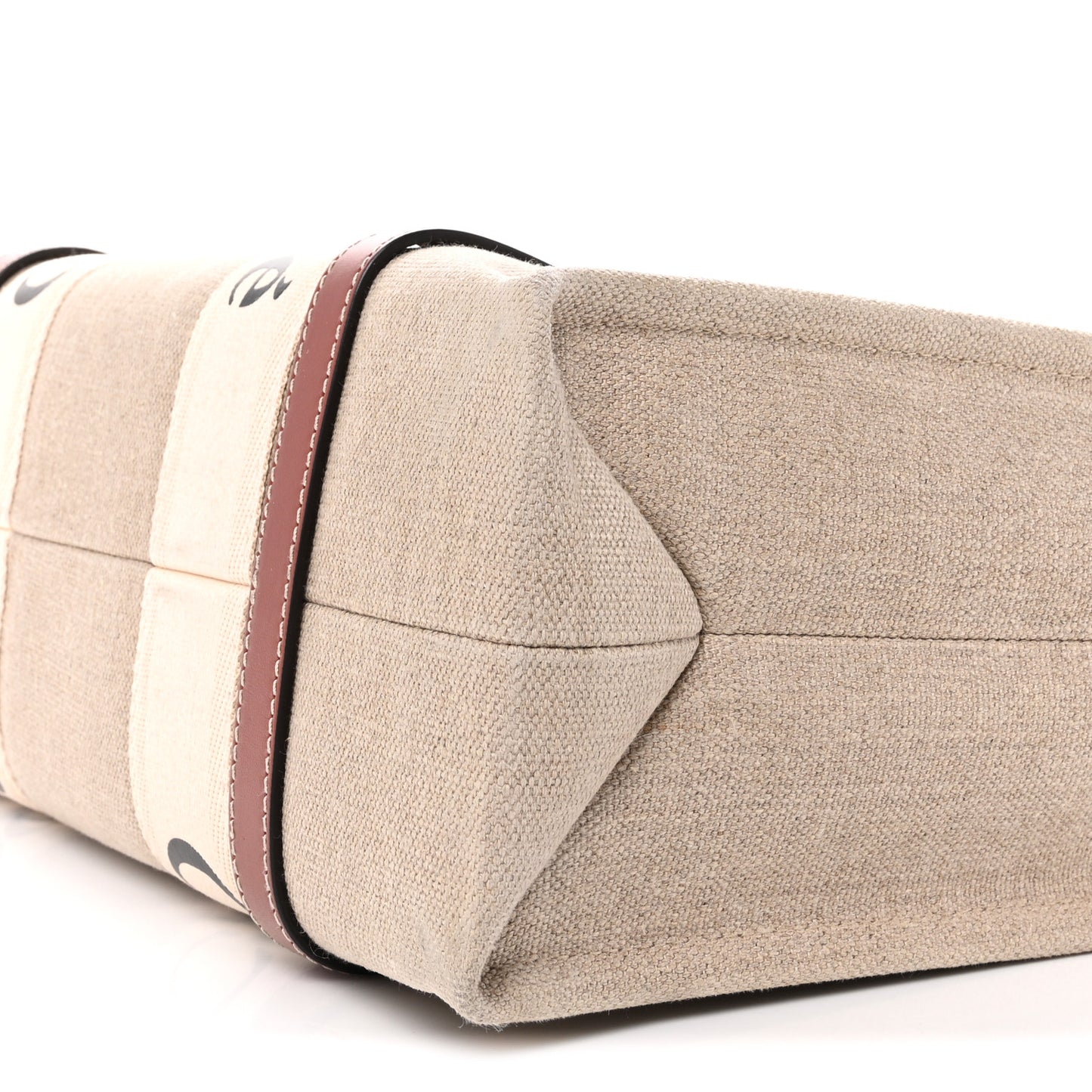 Cotton Calfskin Medium Woody Ribbon Tote White Brown