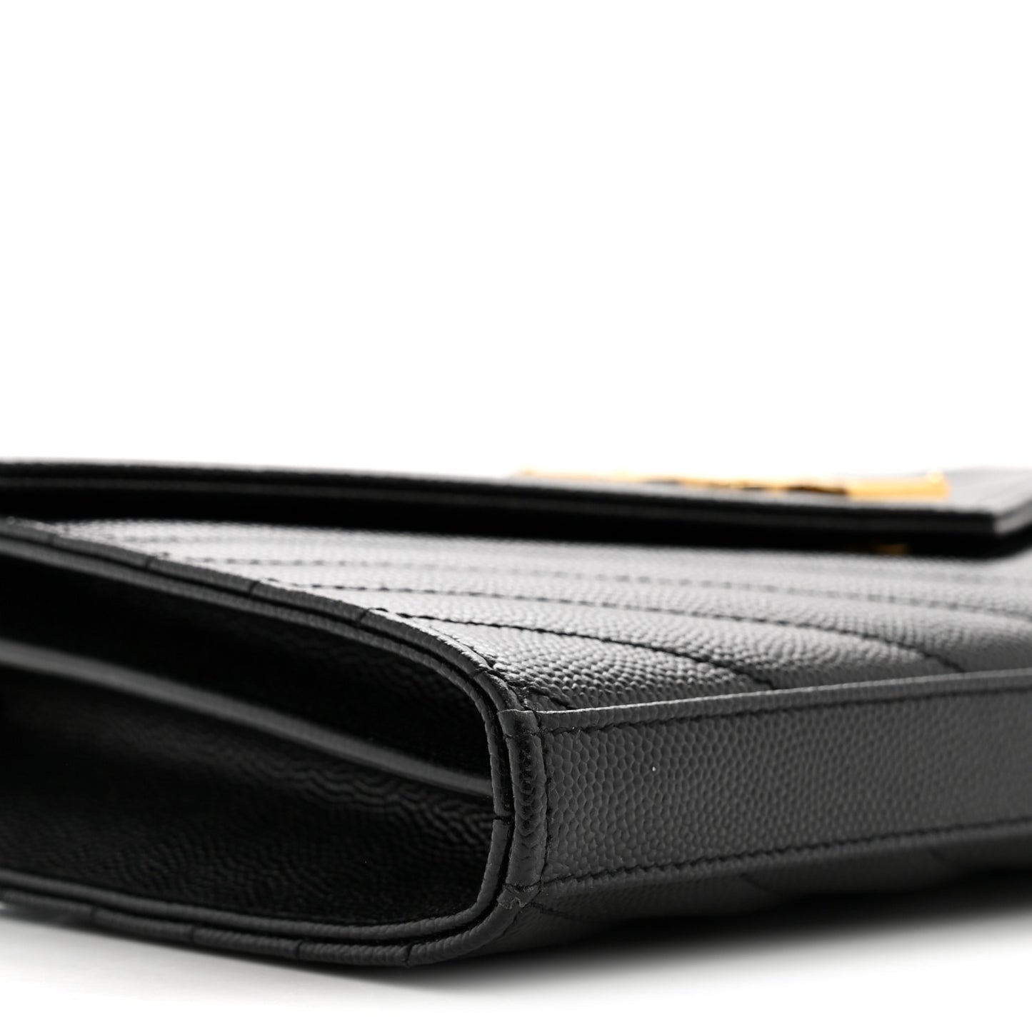 Grain De Poudre Matelasse Chevron Monogram Chain Wallet Black