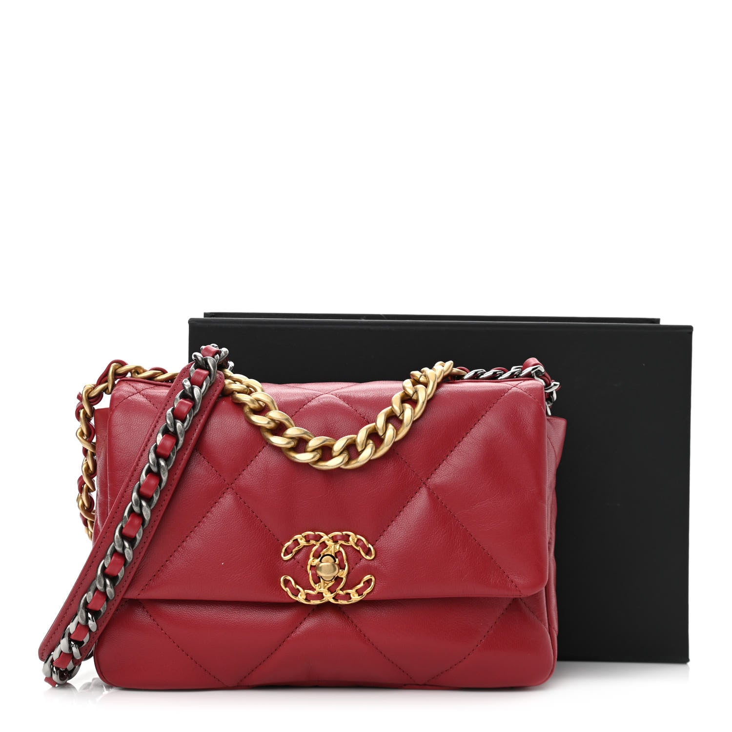 Chanel Goatskin Quilted Medium Chanel 19 Flap Red 11 of 11