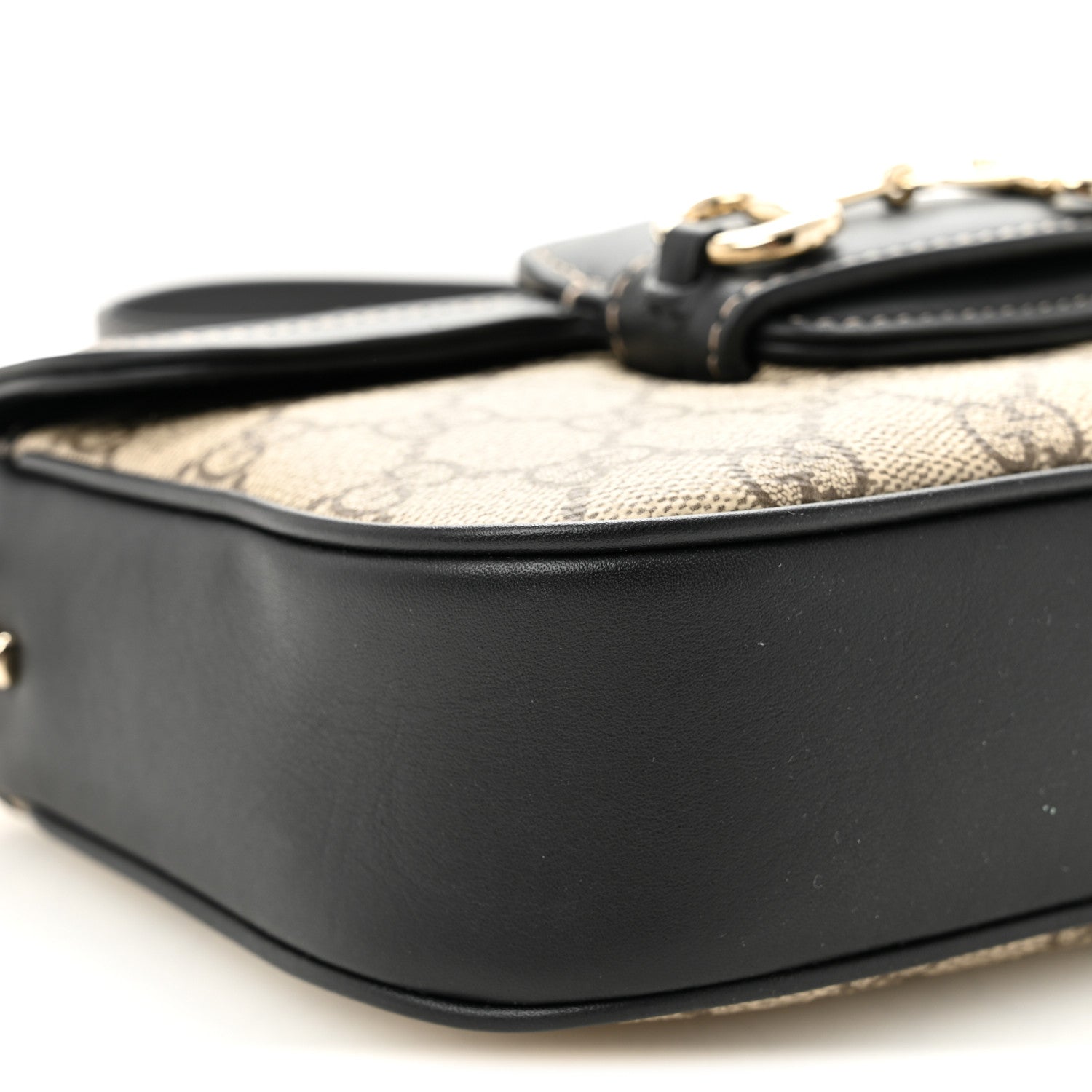 Gucci GG Supreme Monogram Horsebit 1955 Soft Small Shoulder Bag Beige Black 8 of 9