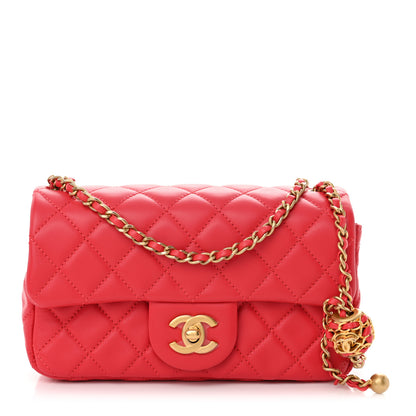Chanel Lambskin Quilted Mini Rectangular Pearl Crush Flap Red 1 of 11