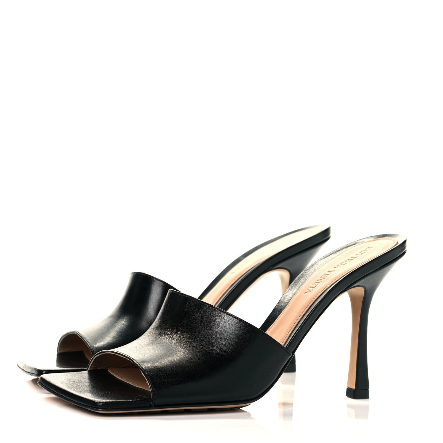 Lambskin Stretch Mule Sandals 38.5 Black