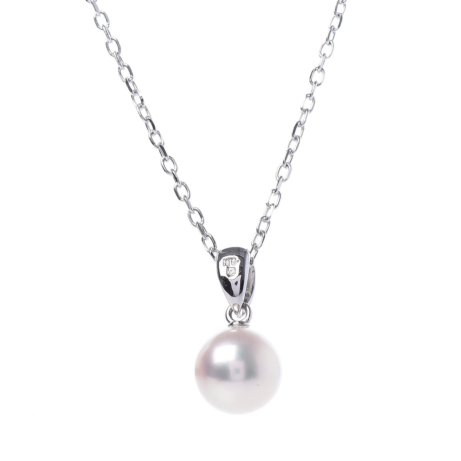 Mikimoto 18K White Gold Akoya Pearl 7.5mm Pendant Necklace 4 of 6
