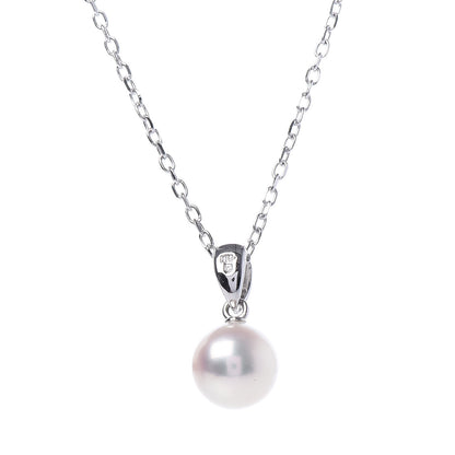 Mikimoto 18K White Gold Akoya Pearl 7.5mm Pendant Necklace 4 of 6