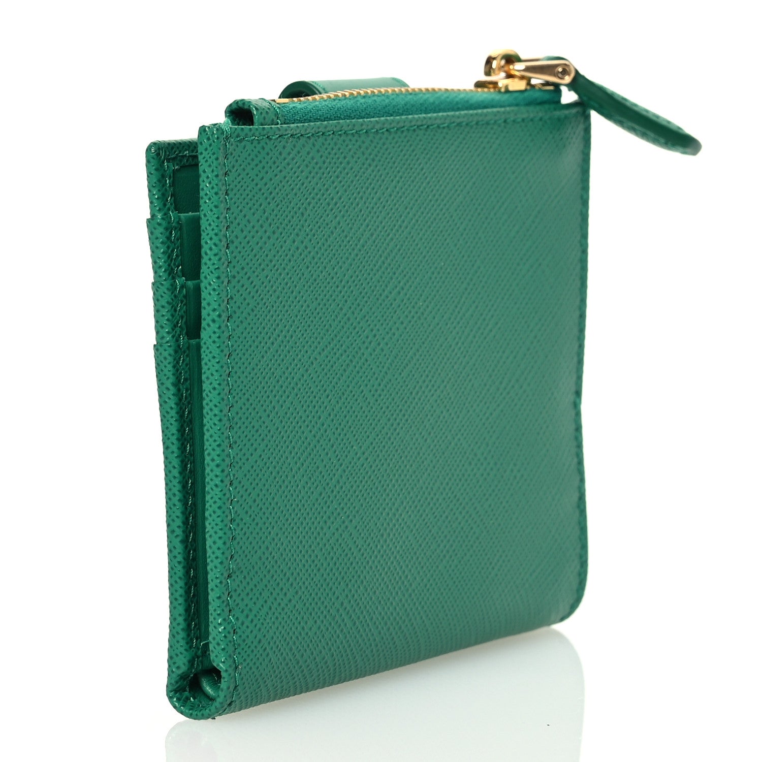 Prada Saffiano Small Triangle Wallet Mango 3 of 9