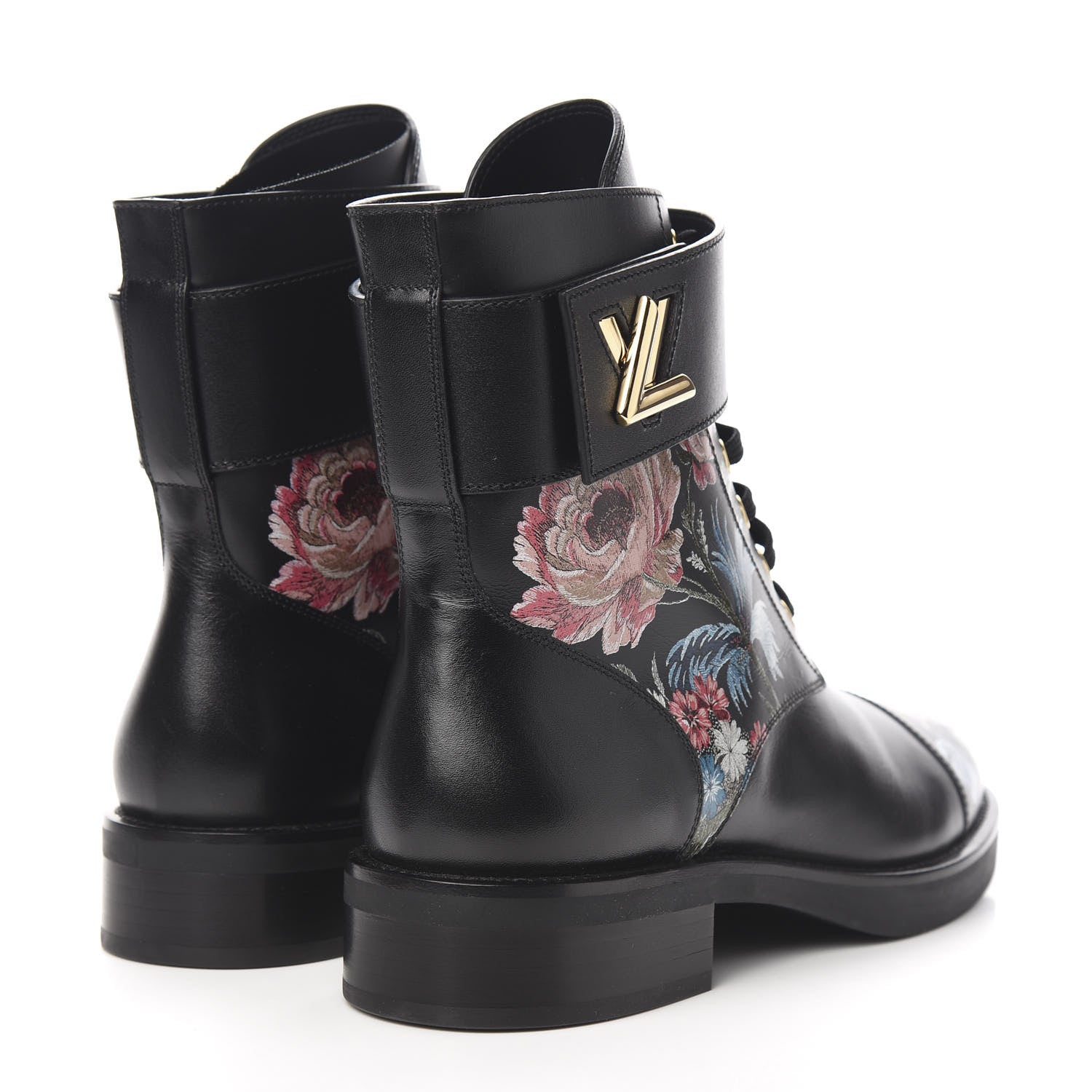 Louis Vuitton Calfskin Wonderland Ranger Flowers Boots 39 Black 4 of 8