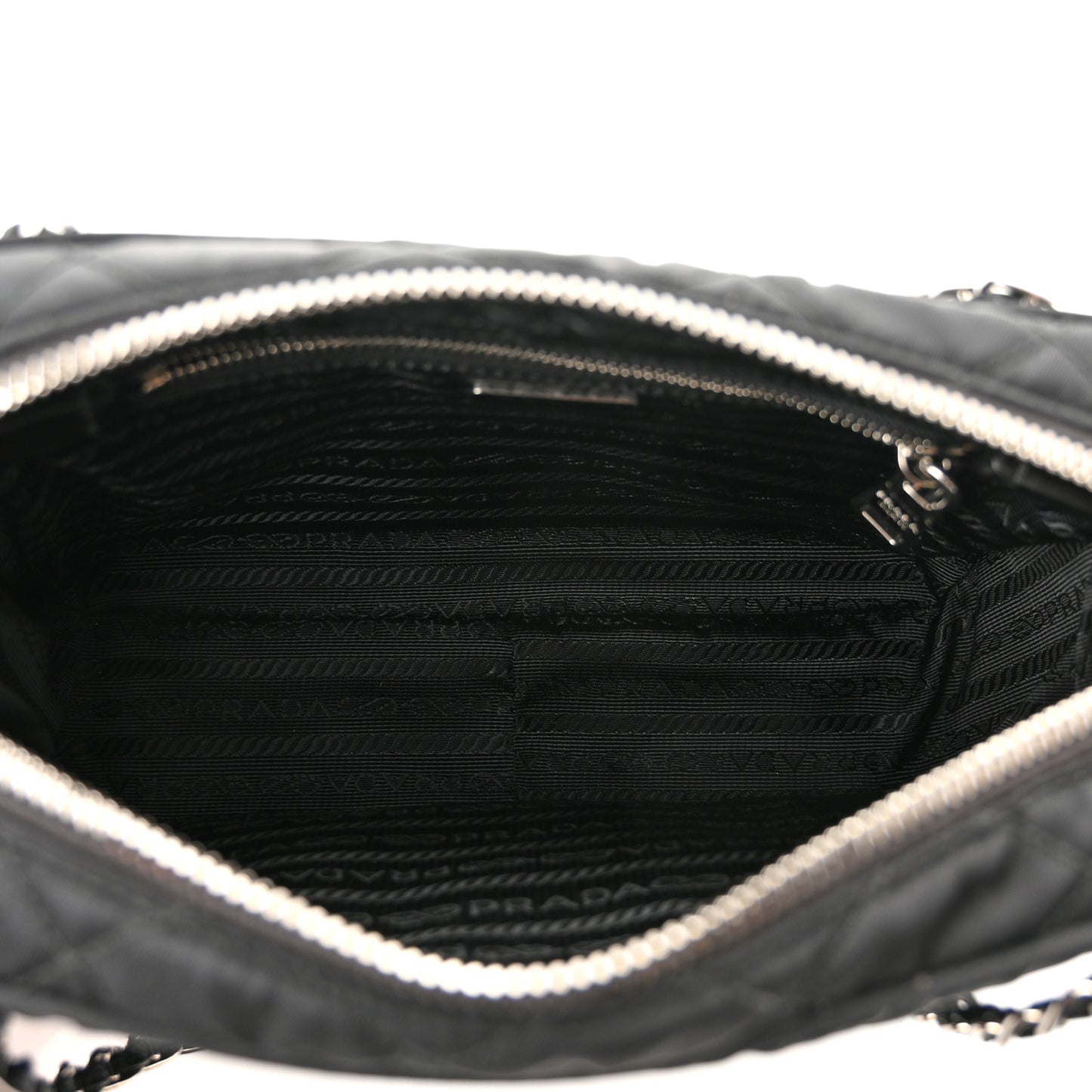 Nylon Tessuto Impuntu Quilted Bandoliera Crossbody Bag Black